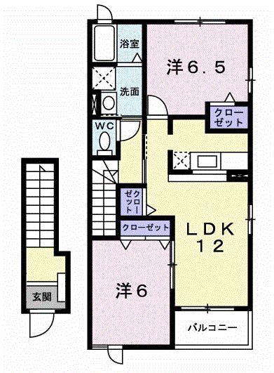 フィオーレM(2LDK/2階)の間取り写真