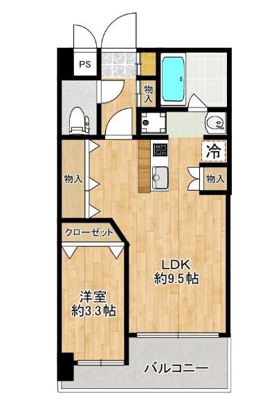 グランメール博多東(1LDK/6階)の間取り写真