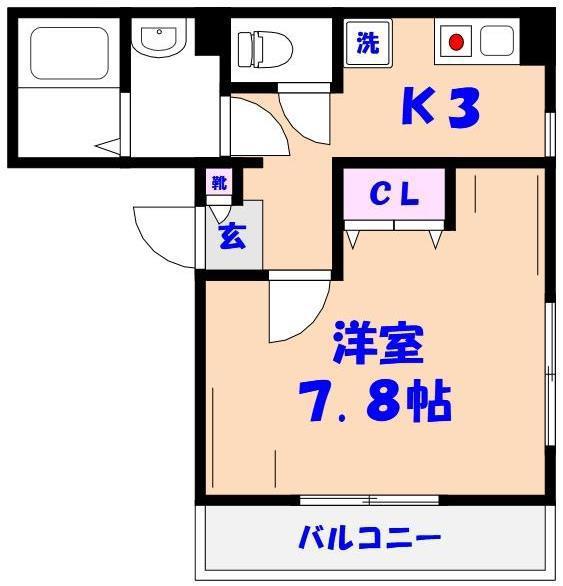 メゾン市川南(1K/1階)の間取り写真