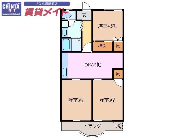 コーポ旭(3DK/2階)の間取り写真
