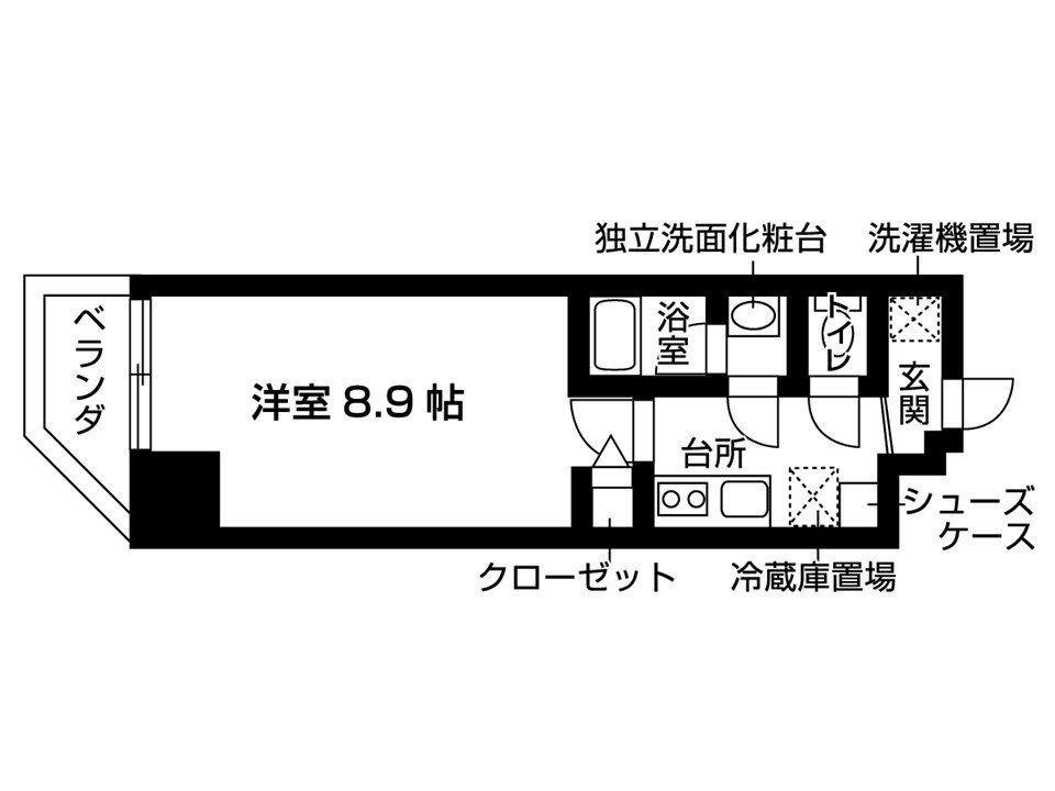 新百合グリーンビル(1K/2階)の間取り写真