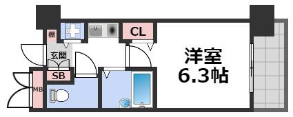 ディナスティ清水谷III(1K/9階)の間取り写真