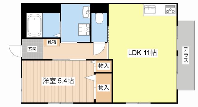リバティ―ハウス(1LDK/1階)の間取り写真