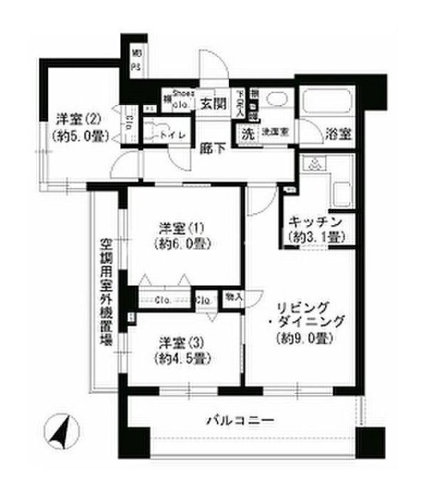 クリオ文京小石川(3LDK/8階)の間取り写真