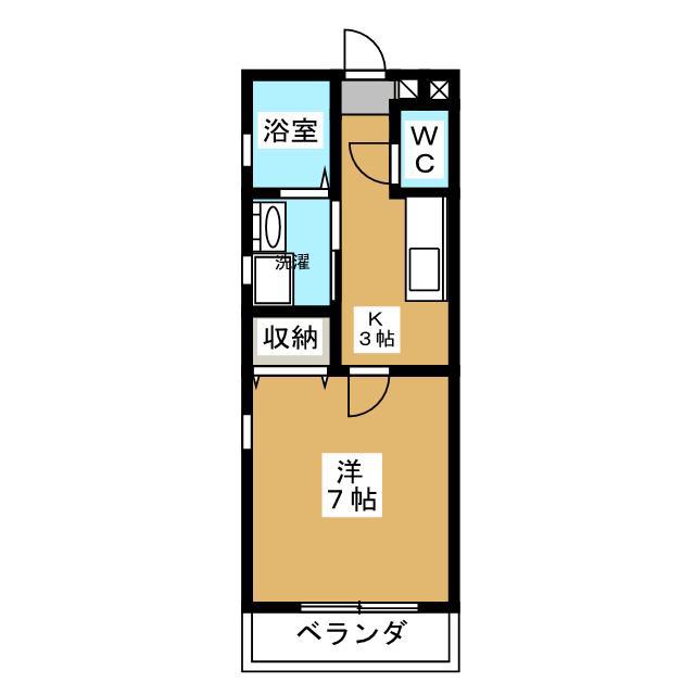 アロマKU(1K/2階)の間取り写真