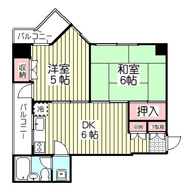 上新ハイツ西川口(2DK/5階)の間取り写真