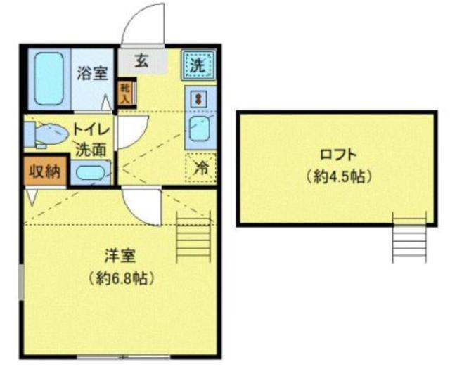 アミスタ生田(1K/2階)の間取り写真