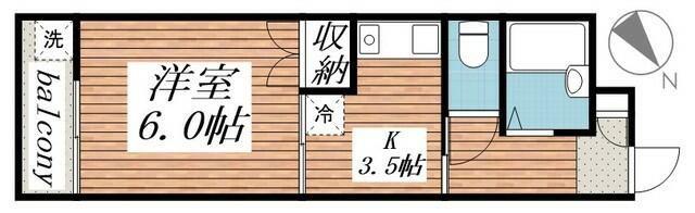 サングレース千歳台(1K/2階)の間取り写真