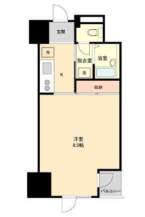イーストン榴岡(1K/6階)の間取り写真