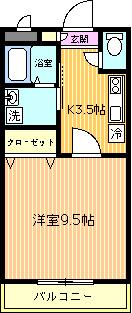 ラウレール(1K/1階)の間取り写真