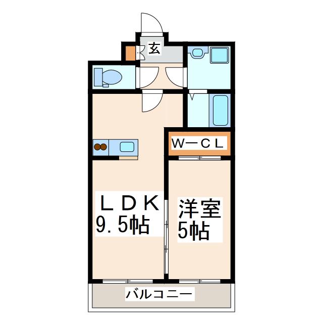 O-HEドリュー熊本駅前(1LDK/5階)の間取り写真
