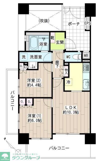 ナイスシティアリーナ新小岩(2LDK/15階)の間取り写真