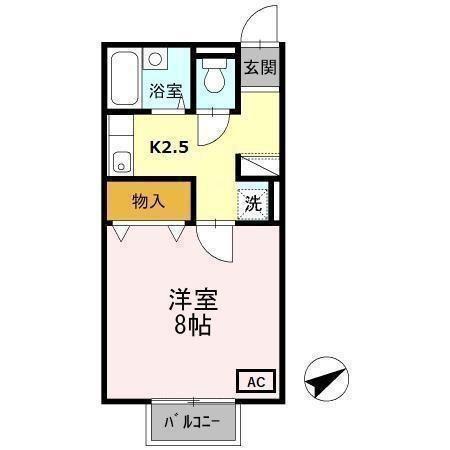 プレミール水主町A(1K/1階)の間取り写真