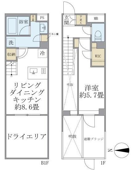 LA PERLA JIYUGAOKALL(1LDK/B1階)の間取り写真