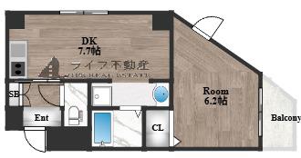 ステラコート玉造(1DK/5階)の間取り写真