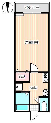 ハイブリッドI(1K/2階)の間取り写真