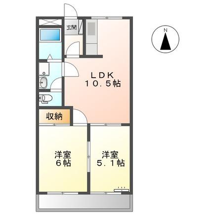 プレステージ薬師II(2LDK/1階)の間取り写真