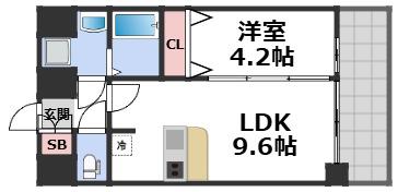 アドバンス大阪ベクエム(1LDK/9階)の間取り写真