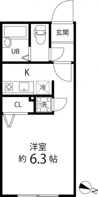 BRANCHE笹塚(ワンルーム/3階)の間取り写真