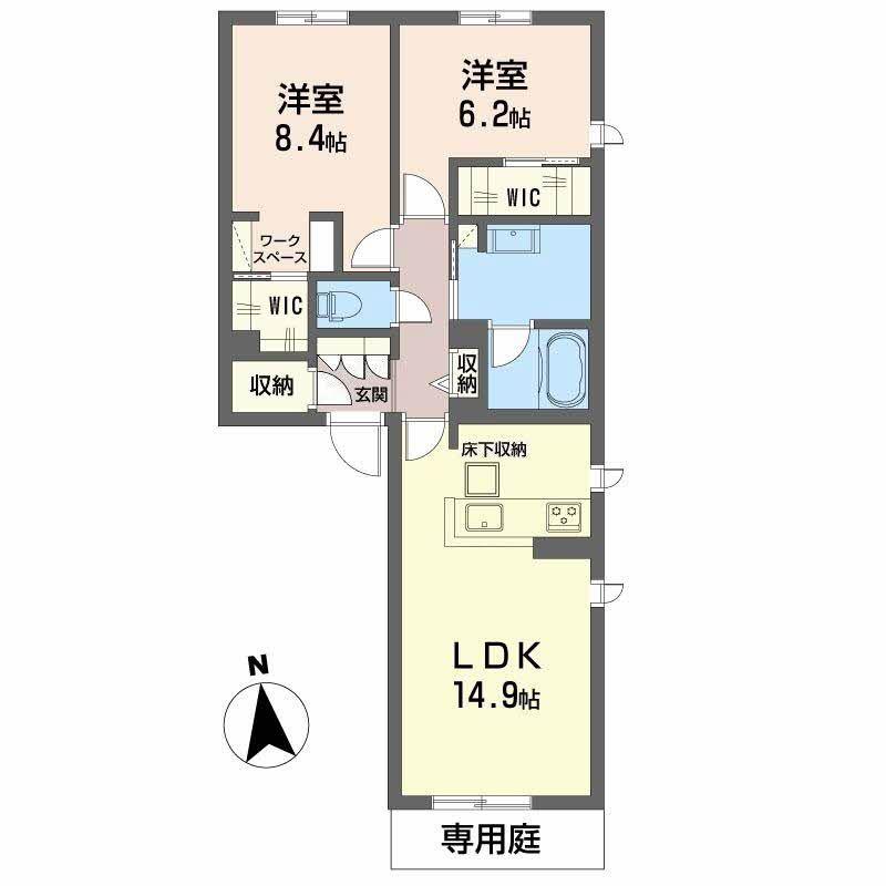 シャーメゾン ウィステリア(2LDK/1階)の間取り写真