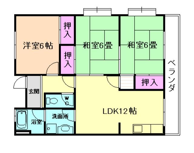第2ハイツ箕面(3LDK/2階)の間取り写真