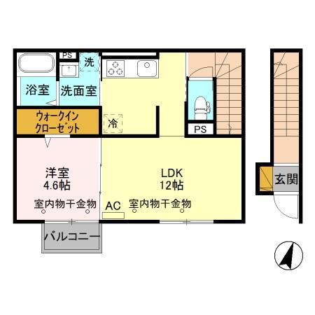 ビエンナ(1LDK/2階)の間取り写真
