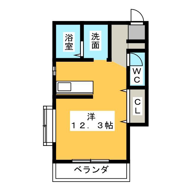 リバーハイツ(ワンルーム/2階)の間取り写真