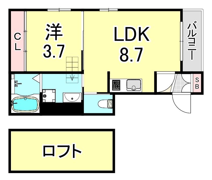 グランドエステート御幣島(1SLDK/2階)の間取り写真
