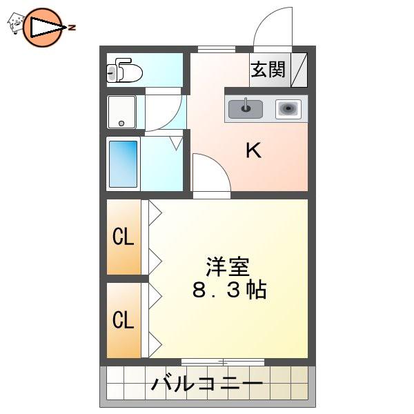 CASA南昭和(1K/3階)の間取り写真
