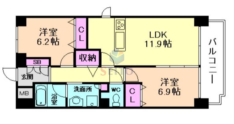 LA MAISON CHARMANTE(2LDK/8階)の間取り写真