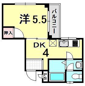 アルル西宮(1DK/5階)の間取り写真