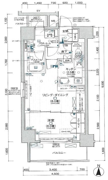 デュオステージ王子II(1LDK/9階)の間取り写真