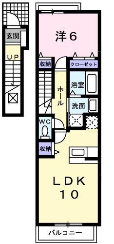トゥインクル(1LDK/2階)の間取り写真