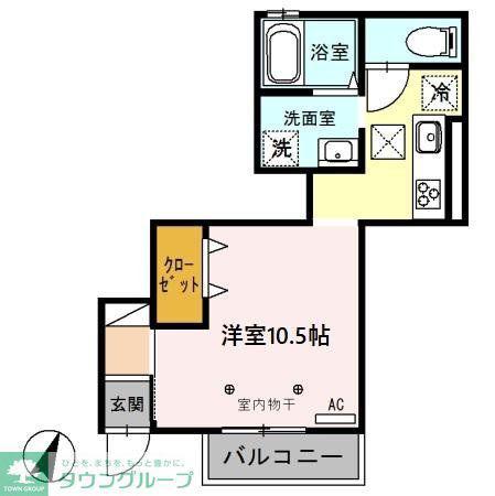 PLEASURE西大宮(ワンルーム/1階)の間取り写真