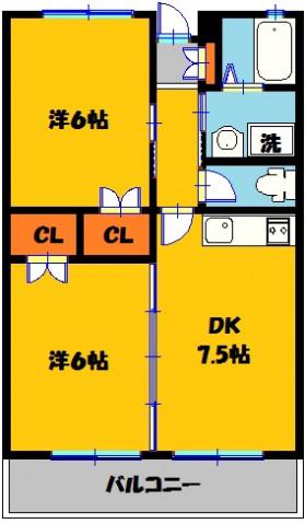 NK CORT(2DK/2階)の間取り写真