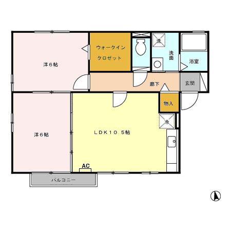ポラリス Y・S A棟(2LDK/2階)の間取り写真