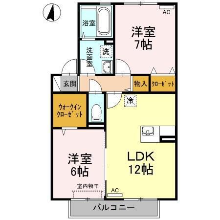グラン・リーオ D棟(2LDK/2階)の間取り写真