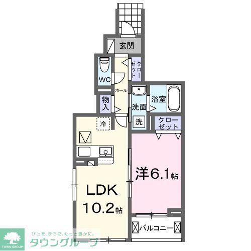 HI-ROSETTA D(1LDK/1階)の間取り写真