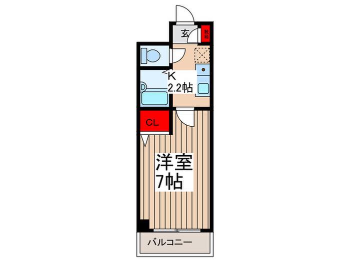 CASSIA浦安(1K/4階)の間取り写真