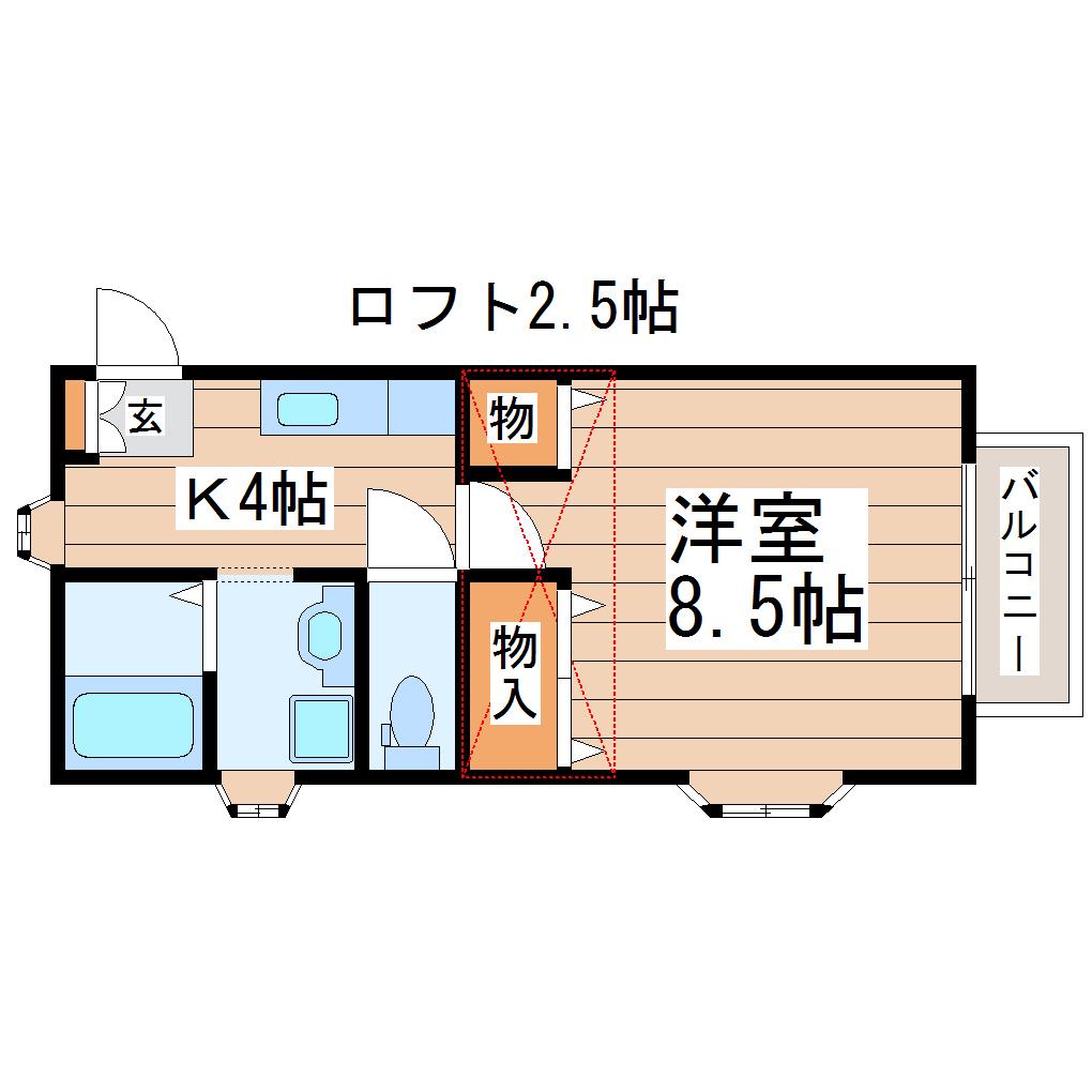 グラン598(1K/2階)の間取り写真