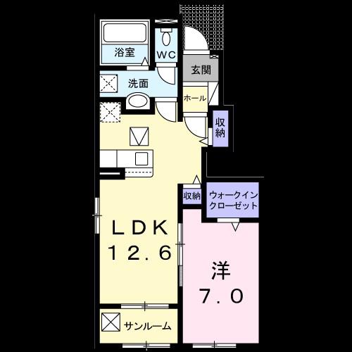 島原鉄道 本諫早駅 徒歩13分 2階建 築5年(1LDK/1階)の間取り写真