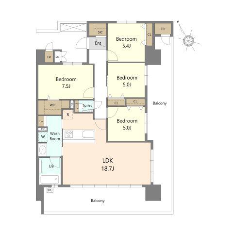 S-RESIDENCE愛宕サウス(4LDK/10階)の間取り写真