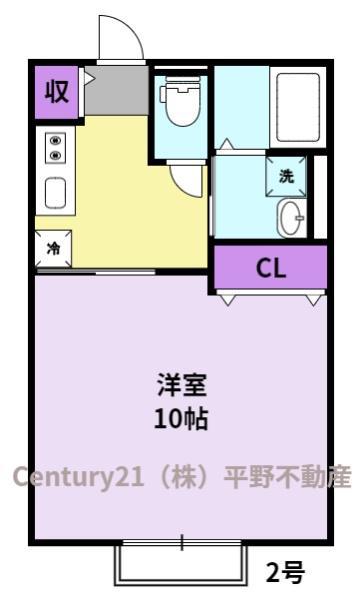 エクセラン(1K/2階)の間取り写真