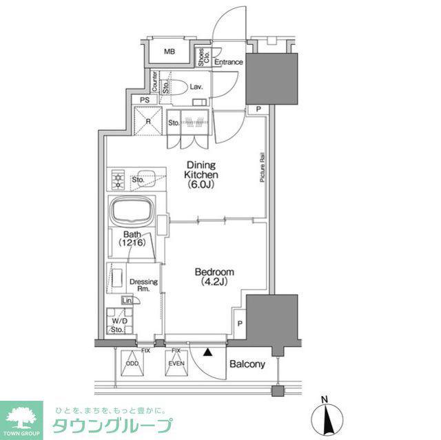 ザ・パークハビオSOHO新宿御苑(1DK/10階)の間取り写真