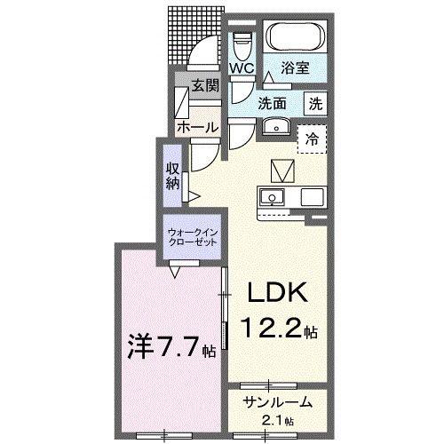 オルタンシア(1LDK/1階)の間取り写真