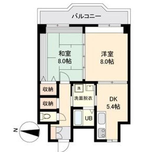 晩翠ウィングビル(2DK/3階)の間取り写真