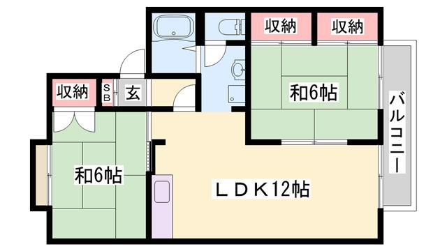 ハートフル夢前II(2LDK/2階)の間取り写真