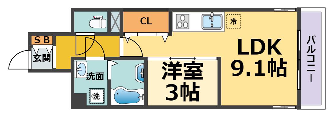 CLII(1LDK/1階)の間取り写真