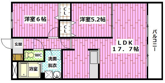 プロスペリティNAKAMURA(2LDK/6階)の間取り写真
