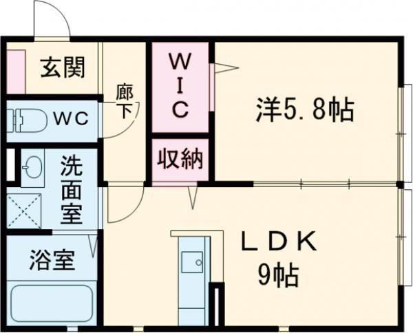アメニティ古宮(1LDK/1階)の間取り写真